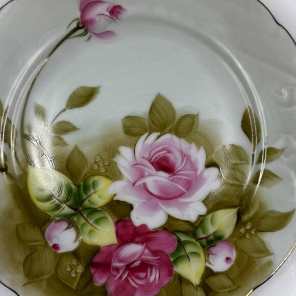 Lefton China Plate 3069 Hand Painted Floral Decorative Set of 4 Whimsical Rose - Picture 16 of 16